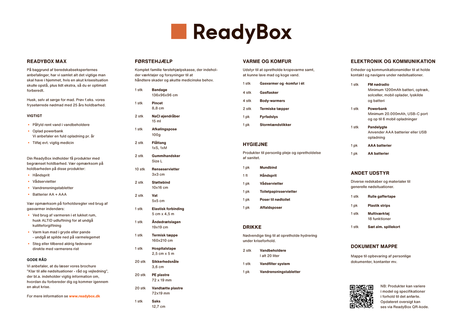 ReadyBox MAX – Din komplette nødberedskabsbox