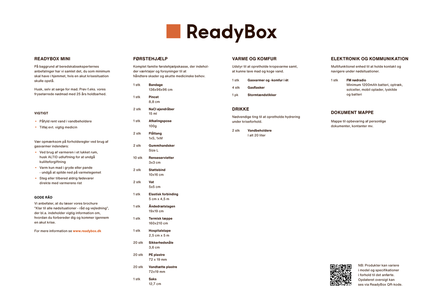 ReadyBox MINI – Din essentielle nødberedskabsbox