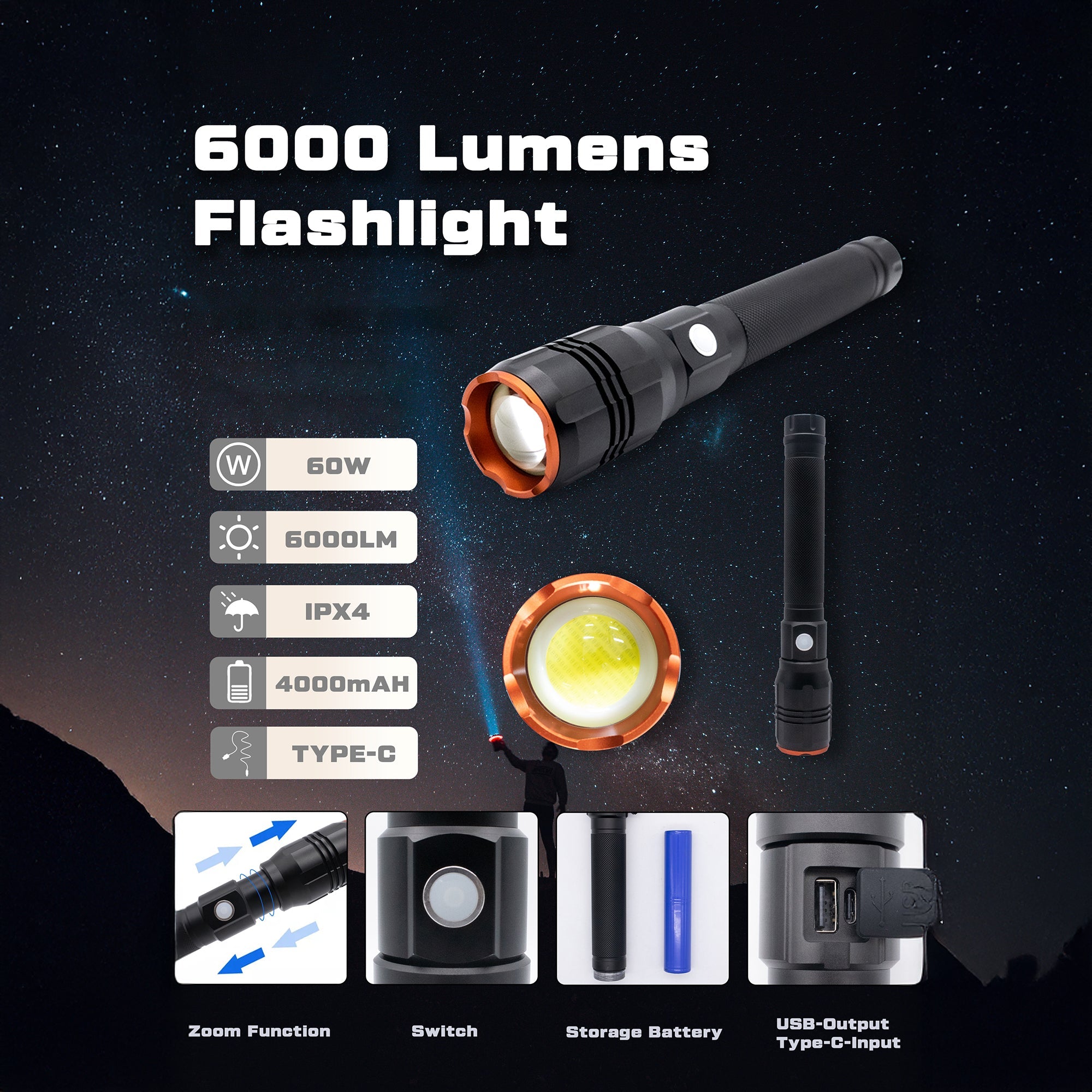 Sunny Hiker - Tuff 6000 Lommelygte (6000 lumen) - Billede nr. 5 - ReadyBox.dk