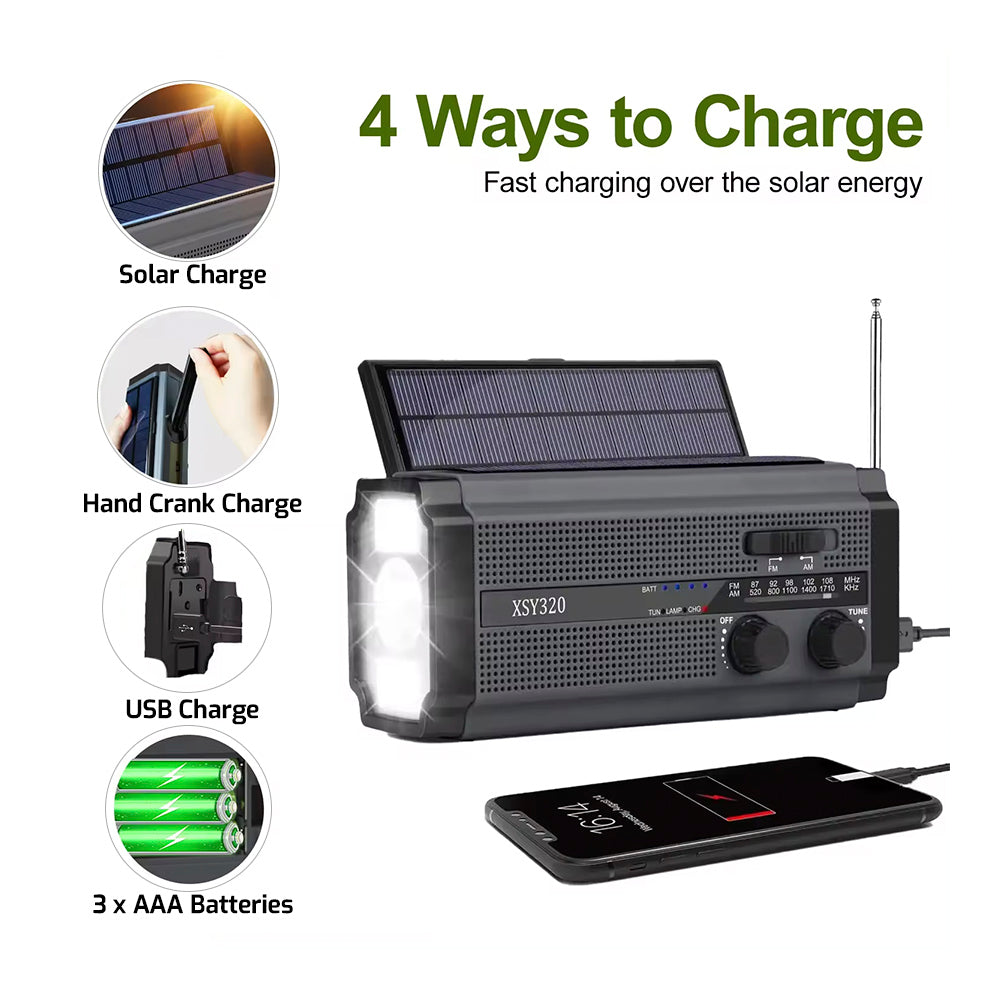 Sunny Hiker - Nødradio m. Powerbank 5.000 mAh // Sort - Billede nr. 2 - ReadyBox.dk