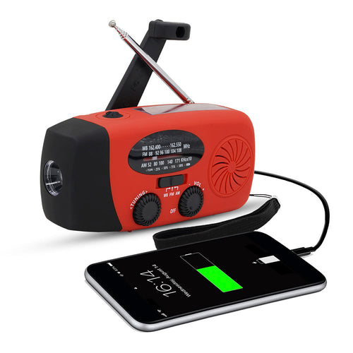 Sunny Hiker - Nødradio m. Powerbank 5.000 mAh // Rød - Billede nr. 1 - ReadyBox.dk