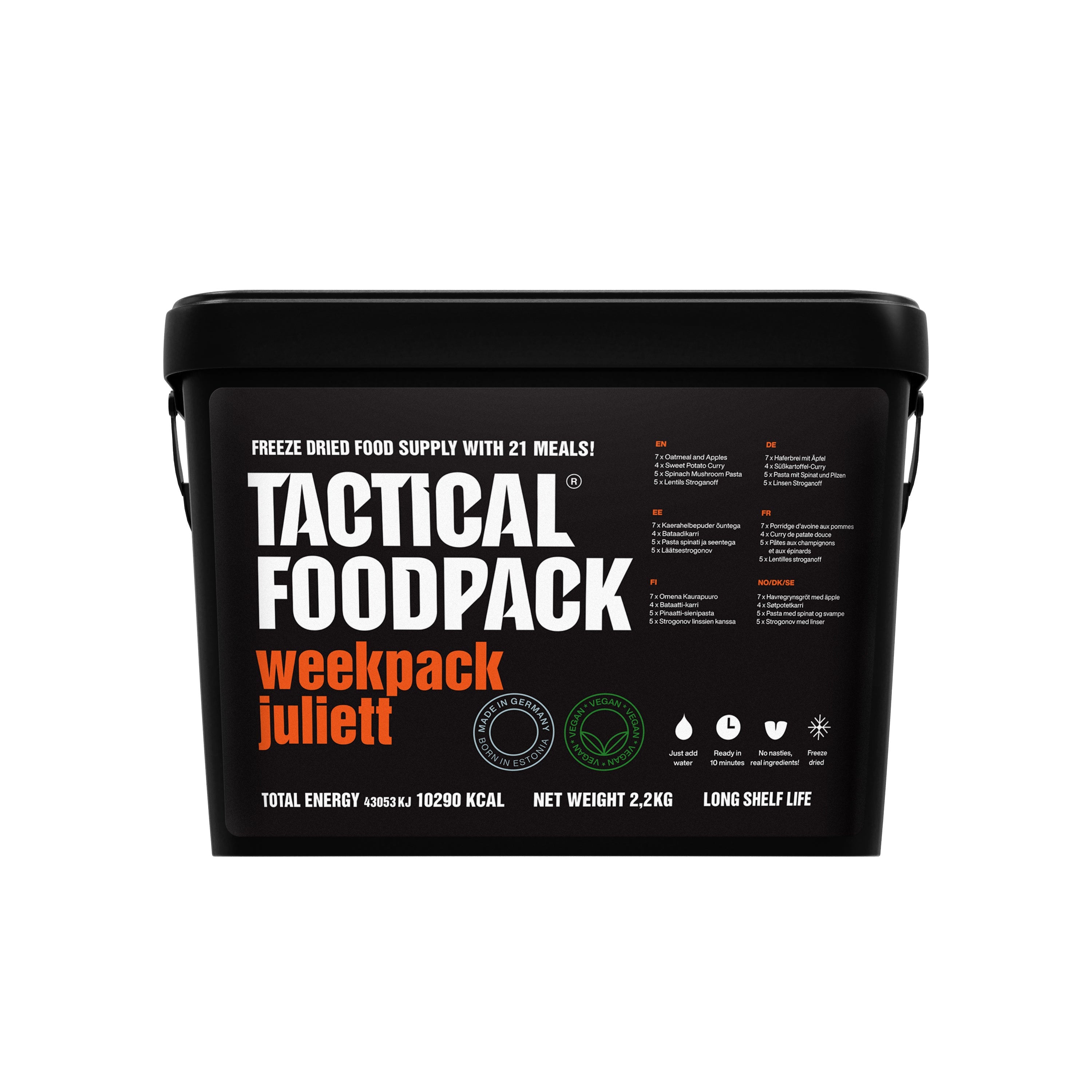 Tactical Foodpack - Vegansk Weekpack Juliett Feltration, 21 måltider - Billede nr. 1 - ReadyBox.dk