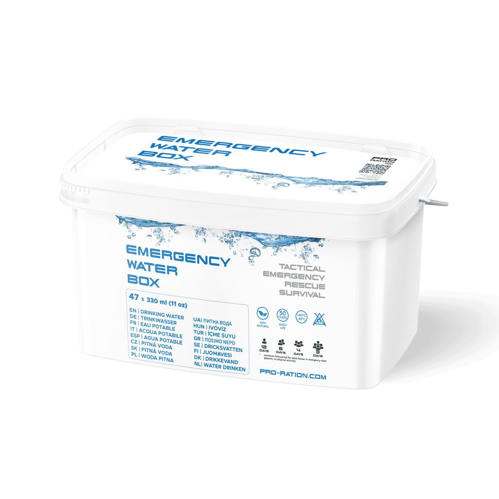 Pro Ration - Emergency Water Box, 47 dåser - Billede nr. 1 - ReadyBox.dk